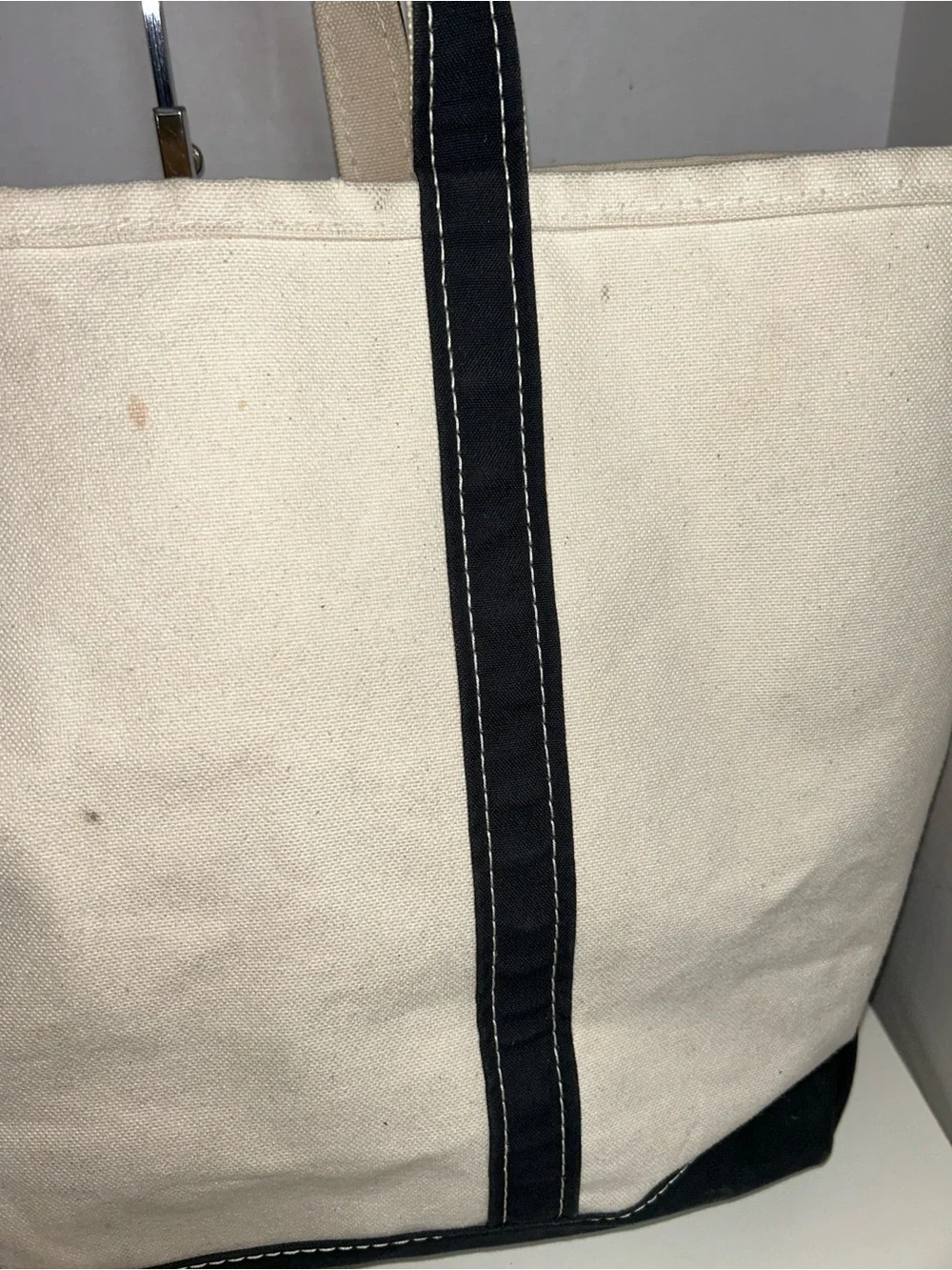 Vintage L.L. Bean Boat and Tote Natural Canvas Black Made USA Tote Shoulder Bag